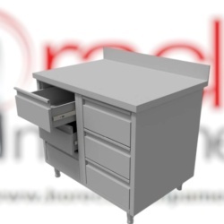 Modul neutru inox cu 6 sertare GN1/1 și rebord