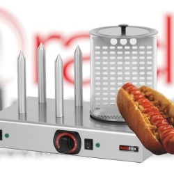 Aparat Hot-dog cu 4 țepuse pentru pâine și vas