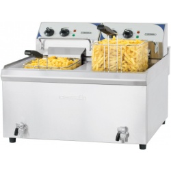 Friteuză electrică 2x 10 litri cu robinet pentru scurgerea uleiului, profesională - Img 2