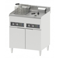 Friteuză electrică 2x16 L cu dulap neutru și robinet pentru scurgerea uleiului, profesională, fast-food, restaurant - Img 2