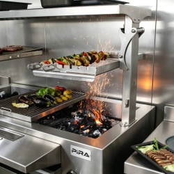 Grătar profesional Barbeque pentru Steak pe cărbuni, PIRA BBQ Combi Silver 110 - Img 5