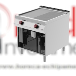 Grill dublu electric cu placă 1/2 striată 1/2 netedă cu suport deschis, Desco