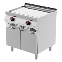 Grill dublu electric cu placă netedă cromată și suport neutru închis, Desco - Img 2