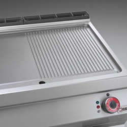 Grill dublu pe gaz cu placă 1/2 striată, 1/2 netedă, dulap neutru deschis, Desco Italia - Img 3