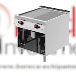 Grill dublu pe gaz cu placă netedă/striată și suport deschis, Desco