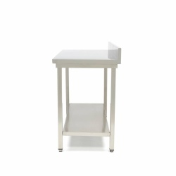 Masă de lucru inox cu poliță și rebord, 1000x600 mm - Img 2
