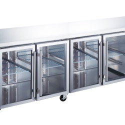 Masă frigorifică de lucru cu 4 uși de sticlă, inox 223 cm, Maxima - Img 2