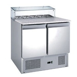 Masă frigorifică pentru pizza 240 Litri, cu blat de granit și vitrină 5x GN1/6 Hurakan - Img 4