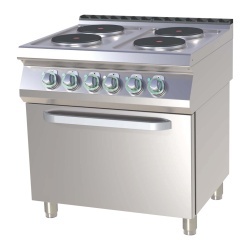 Mașină de gătit electrică, 4 plite rotunde cu cuptor GN 2/1 - Img 3