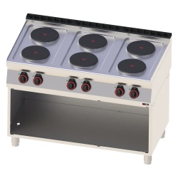Mașină de gătit electrică cu 6 plite rotunde, cu suport deschis - Img 3