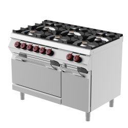 Mașină de gătit pe gaz cu 6 focuri, cuptor electric și dulap neutru, aragaz profesional Desco Italia - Img 5