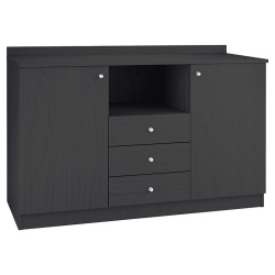 Mobilier de serviciu negru, 2 uși, 3 sertare, 136x48x95 cm - Img 3