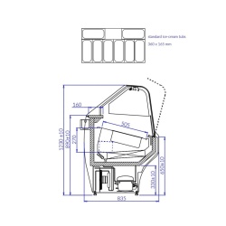 Vitrină înghețată sau gelato Wojtek 1.0 W, 8 sortimente, Igloo - Img 3