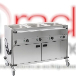 Cărucior Bain Marie 3x GN 1/1 cu dulap încălzit, Casselin
