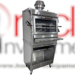 Cuptor pentru steak pe cărbuni cu suport, hotă și grill Pira 80 XXL Silver ED