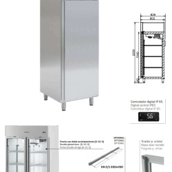 Dulap frigorific din inox cu uși de sticlă, 1280 litri, Infrico - Img 2