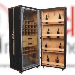 Dulap frigorific pentru vin, vintage din piele 200x60x137 cm