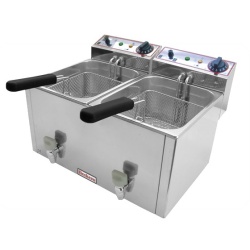 Friteuză electrică profesională 8+8L Restaurant cu supapă pentru scurgerea uleiului, Beckers - Img 2