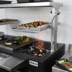 Grătar profesional Barbeque pentru Steak pe cărbuni, 1450x820x970 mm - Img 4