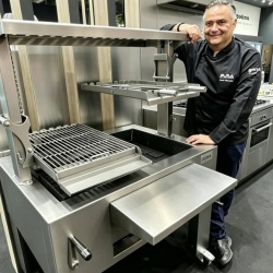 Grătar profesional Barbeque pentru Steak pe cărbuni, PIRA BBQ Combi Silver 110 - Img 2