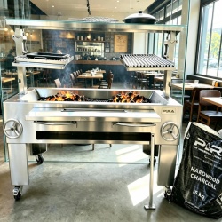 Grătar profesional Barbeque pentru Steak pe cărbuni, PIRA BBQ Combi Silver 150 - Img 8