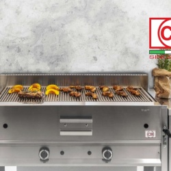 Grill cu rocă vulcanică pe gaz, 650x700x850 mm pe suport, CB Italia - Img 5