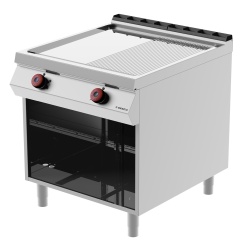 Grill dublu electric cu placă 1/2 striată 1/2 netedă, cromată, cu suport deschis Desco - Img 4