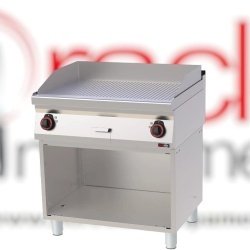 Grill dublu electric cu placă striată, pe suport deschis