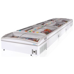 Ladă de congelare cu uși de sticlă curbate, profesională 430 litri, magazin sau supermarket, Infrico - Img 2