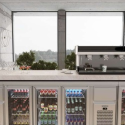 Masă de lucru frigorifică bar, cu uși de sticlă 2452x1050 mm, 730 litri, Infrico - Img 5
