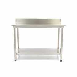 Masă de lucru inox cu poliță și rebord, 1000x700 mm - Img 4