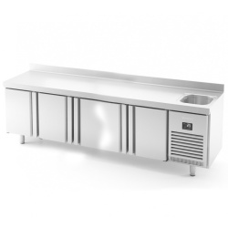 Masă frigorifică cu 4 uși și chiuvetă 2452x600x850 mm, 510 L, Infrico Spania - Img 5