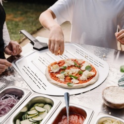 Masă frigorifică pentru pizza cu 2 uși, 6 sertare și vitrină, Infrico - Img 4