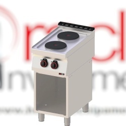 Mașină de gătit electrică cu 2 plite rotunde, cu suport deschis