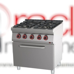 Mașină de gătit pe gaz cu 4 arzătoare și cuptor electric GN1/1