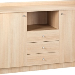 Mobilier de serviciu negru, 2 uși, 3 sertare, 136x48x95 cm - Img 4