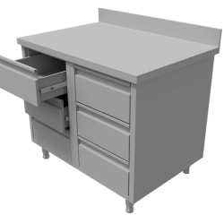 Modul neutru inox cu 6 sertare GN1/1 și rebord - Img 2
