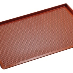 Tavă din aluminiu cu înveliș de silicon, perforată, cu 3 margini, 600x400 mm - Img 4