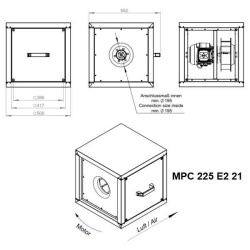 Ventilator centrifugal profesional pentru hotă 1.740 m³/h RUCK MPC 225 E2 21 - Img 3