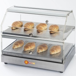 Vitrină caldă de banc cu 2 nivele, inox 50x36 cm - Img 3