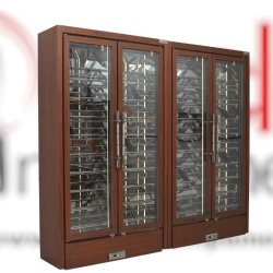 Vitrină frigorifică pentru vin acoperită cu lemn, 140x57x252 cm