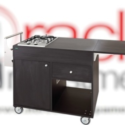 Cărucior de servire cu sistem de flambare, 1 Plită inox cu 2 arzătoare