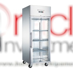 Dulap de congelare inox 650 Litri, cu uși de sticlă și roți, Hurakan