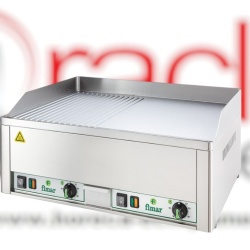 Fry top electric cu suprafață cromată netedă/striată, 650x480 mm