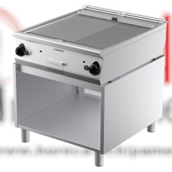 Grill dublu pe gaz cu suprafață 2/3 netedă / 1/3 striată și suport deschis, Desco