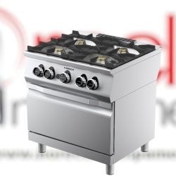Mașină de gătit cu 4 focuri și cuptor pe gaz, aragaz profesional Desco Italia