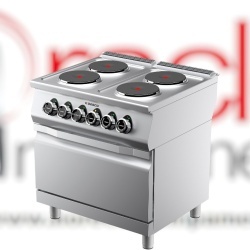 Mașină de gătit electrică cu 4 plite rotunde și cuptor electric, aragaz profesional Desco
