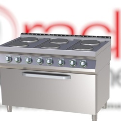 Mașină de gătit electrică cu 6 plite rotunde și cuptor electric GN 3/1