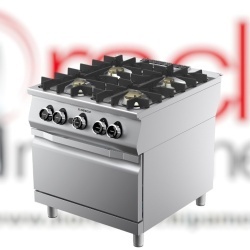Mașină de gătit pe gaz cu 4 focuri și cuptor pe gaz, aragaz profesional Desco Italia