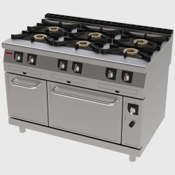 Mașină de gătit pe gaz cu 6 arzătoare și cuptor, Jemi - Img 2